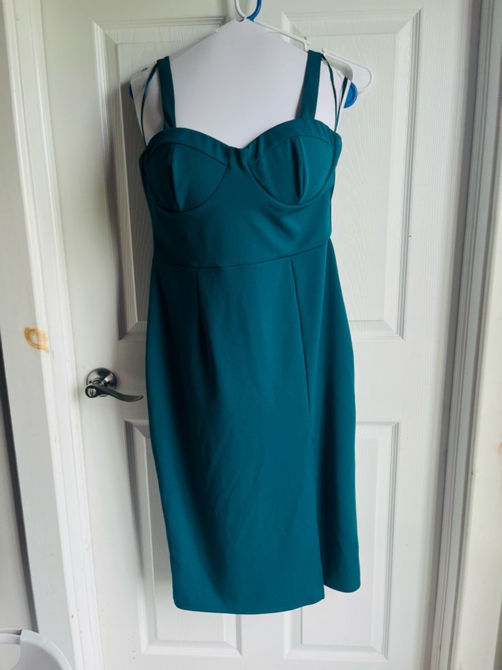 Trixxi Teal Sweetheart Neckline Midi Dress